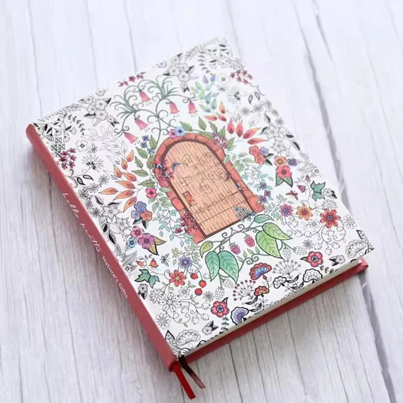 Hardcover Thick Notebook Coloring Illustrated 148 Sheets Coloring Illustrated Beautiful Butterfly Diary Student Notepad 