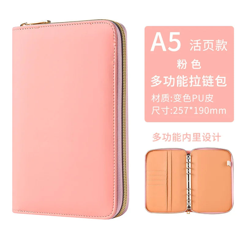 A5 Portable Zipper Notebook Cash Budget Envelope Wallet Envelopes Binder Note for Budgeting and Saving Money Only Cover