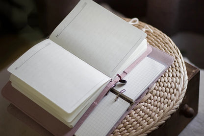 Cotton Pink Note Books Embroidery Wreath Loose Leaf A5 / A6 Binder Notebook Diary Cover Artist Moterm Ring Planners Notepad