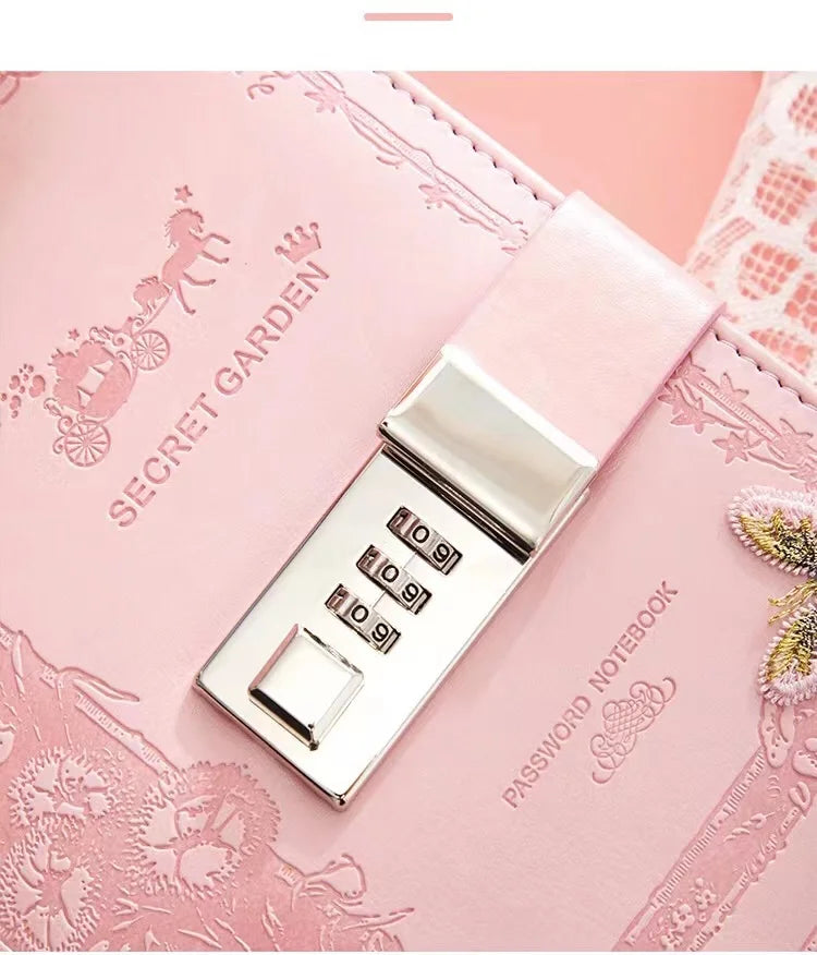 Retro Password Notebook Butterfly modeling with Lock line Diary Journal PU Notepad Planner School Stationery Supplies