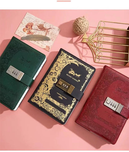 Retro Password Notebook Butterfly modeling with Lock line Diary Journal PU Notepad Planner School Stationery Supplies