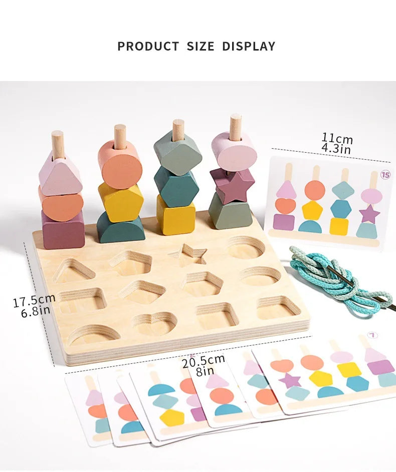 Baby Wooden Toys Threading Rope Games Matching Sorting Logic Thinking Fine Motor Montessori Educational Puzzle Toy Kid's Gifts