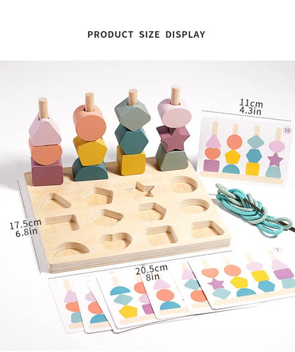 Baby Wooden Toys Threading Rope Games Matching Sorting Logic Thinking Fine Motor Montessori Educational Puzzle Toy Kid's Gifts