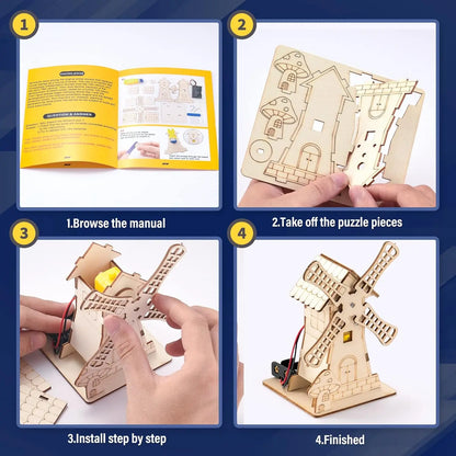 Wood Craft Kit STEM Kits DIY Science Building Projects 3D Wooden Puzzles Assembly Model Set Educational Toys for Boys & Girls