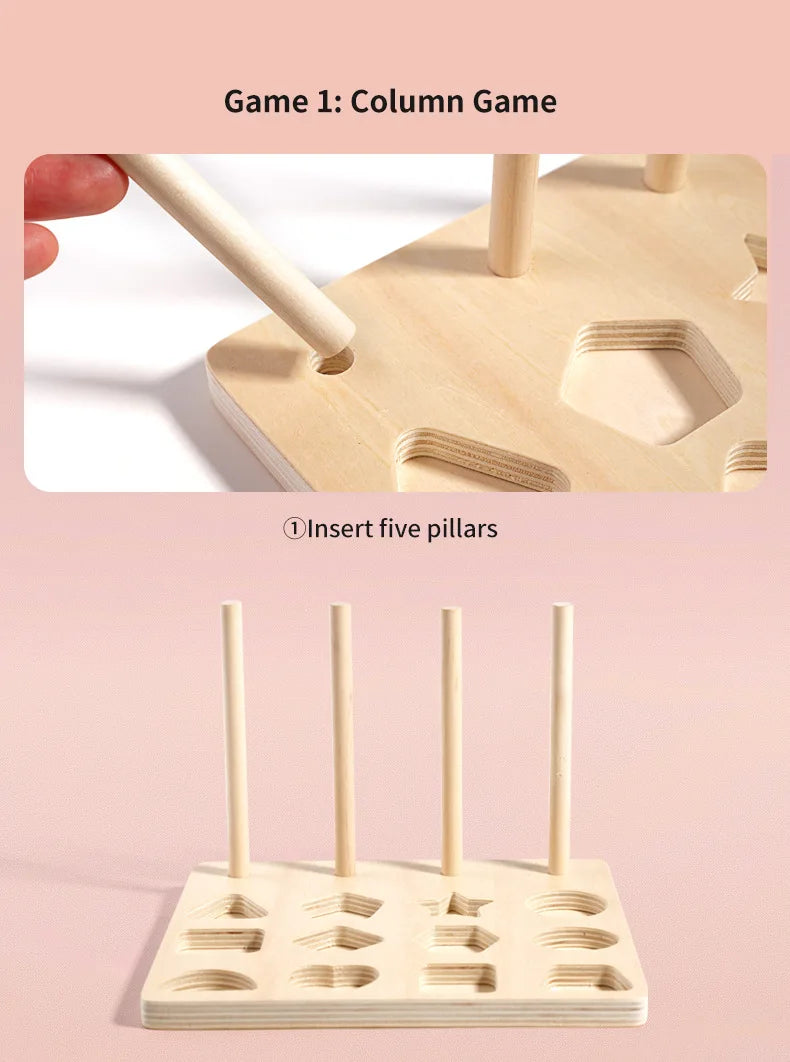 Baby Wooden Toys Threading Rope Games Matching Sorting Logic Thinking Fine Motor Montessori Educational Puzzle Toy Kid's Gifts