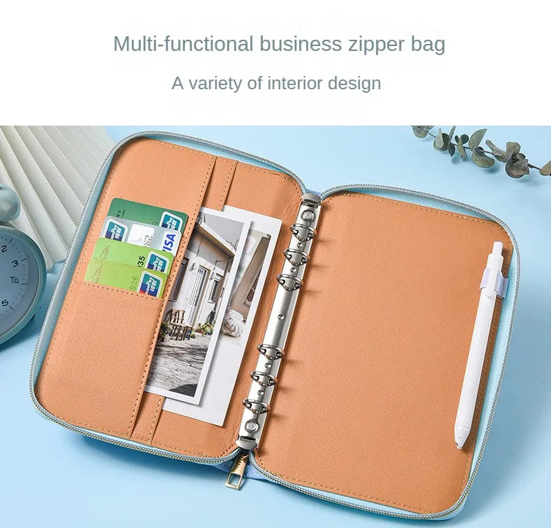 A5 Portable Zipper Notebook Cash Budget Envelope Wallet Envelopes Binder Note for Budgeting and Saving Money Only Cover