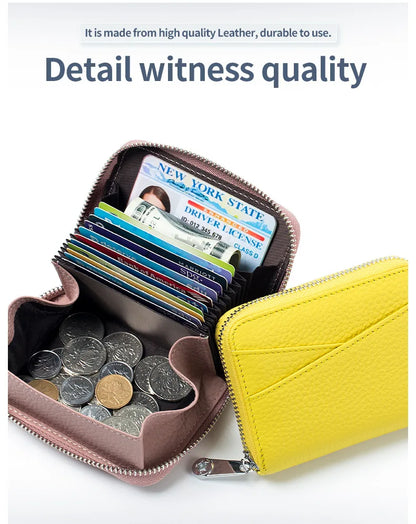 New Women Wallet Genuine Leather Card Holders Female Cowhide Wallets Fashion Small Portable Purses Cute Wallet Coin Bags Clutch
