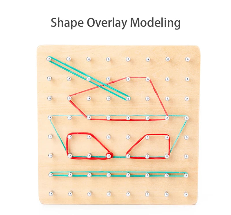 Children Math Wooden Toys Set Geometric Shape Rubber Band Nailboard Game Montessori Educational Creative Toy Fine Christmas gift