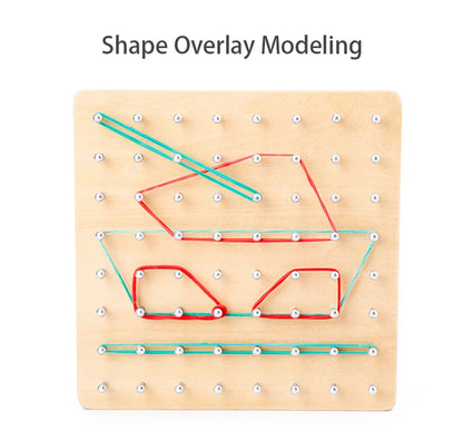 Children Math Wooden Toys Set Geometric Shape Rubber Band Nailboard Game Montessori Educational Creative Toy Fine Christmas gift