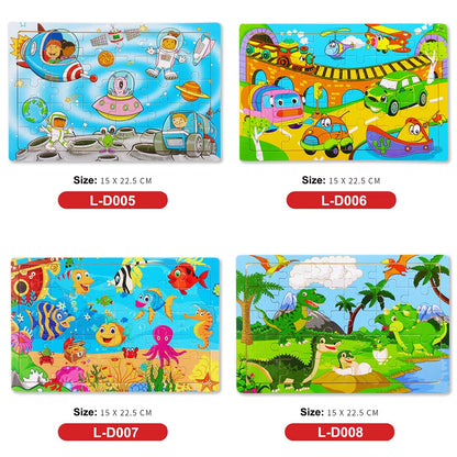 New 30 Pieces Wooden Puzzles Cartoon Animal Traffic Tangram Wood 3d Puzzle Montessori Educational Toys for Children Gifts