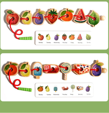 Baby Wooden Toys Threading Rope Games Matching Sorting Logic Thinking Fine Motor Montessori Educational Puzzle Toy Kid's Gifts