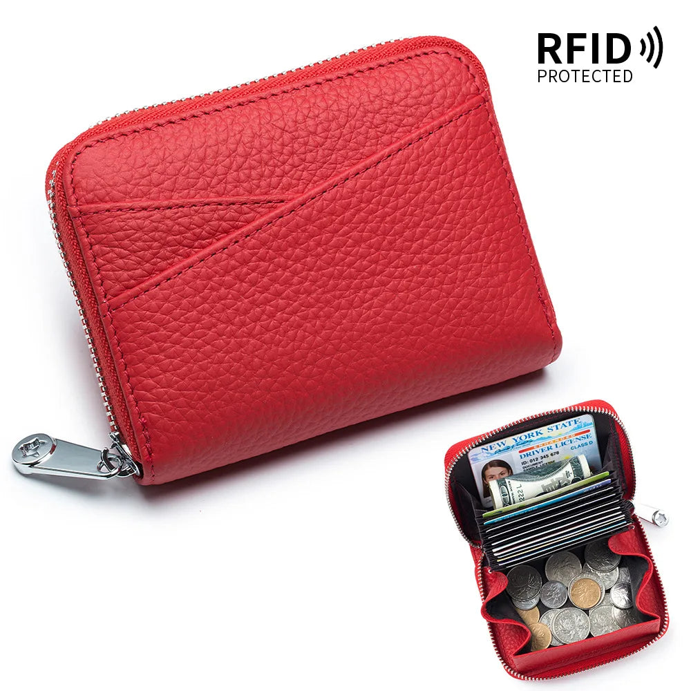New Women Wallet Genuine Leather Card Holders Female Cowhide Wallets Fashion Small Portable Purses Cute Wallet Coin Bags Clutch