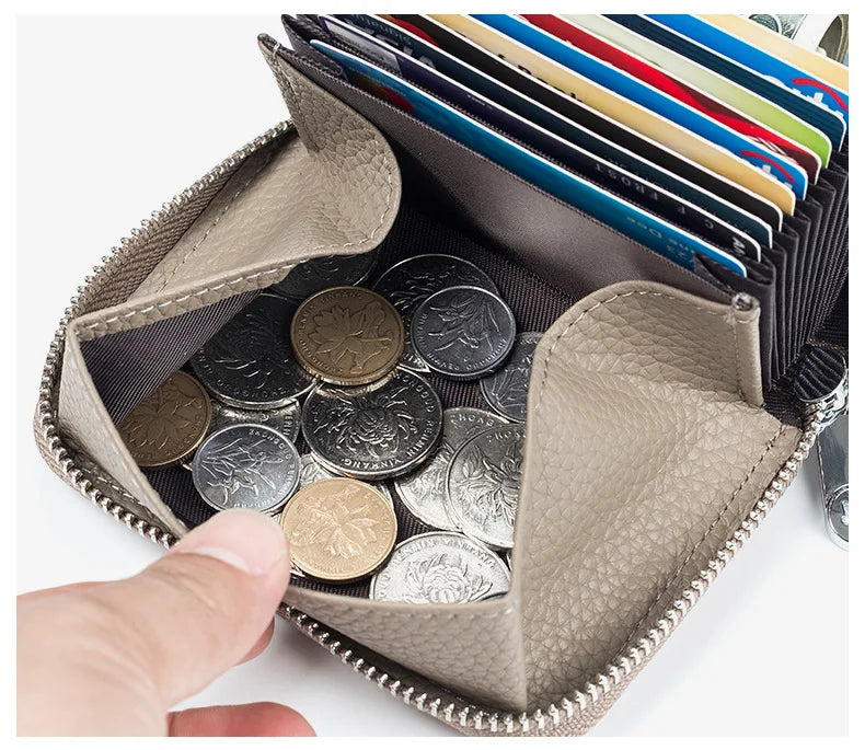 New Women Wallet Genuine Leather Card Holders Female Cowhide Wallets Fashion Small Portable Purses Cute Wallet Coin Bags Clutch