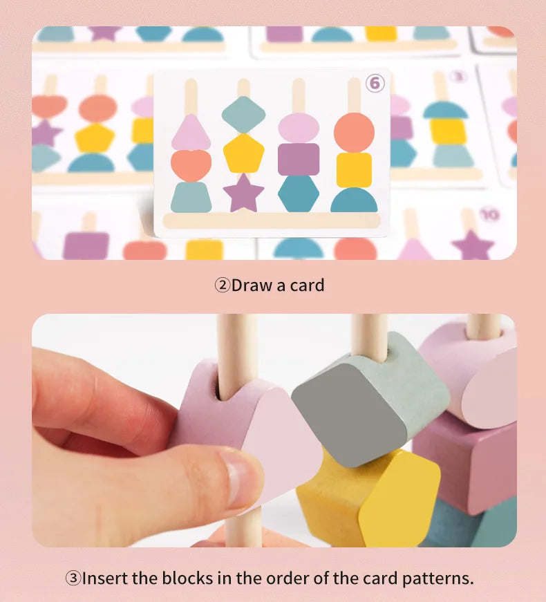 Baby Wooden Toys Threading Rope Games Matching Sorting Logic Thinking Fine Motor Montessori Educational Puzzle Toy Kid's Gifts