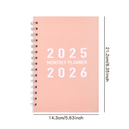 27 sheets 2025-2026 Monthly Planner Waterproof Cover Monthly Calendar Notebook Student Daily Schedules For School Office Home