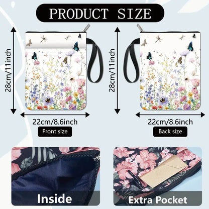 Flower Book Covers Butterfly Book Sleeve Book Protector for Paperbacks Washable Fabric Cloth Book Cover with Zipper and Extra