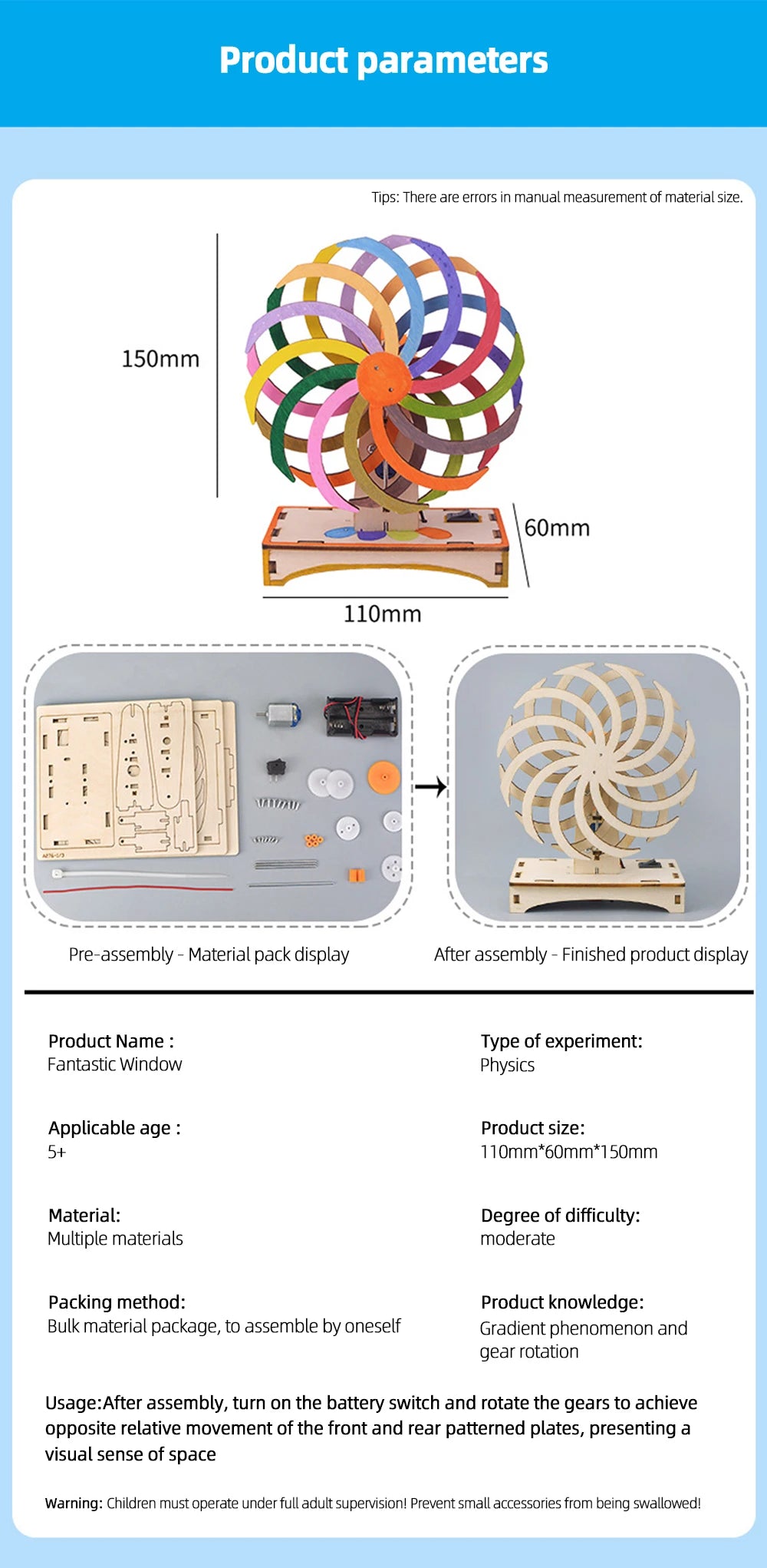 DIY Handmade Magic Window DIY Science Experiment Kit & Education Model Toy Physics Science Toys For Children Gift Toy Project
