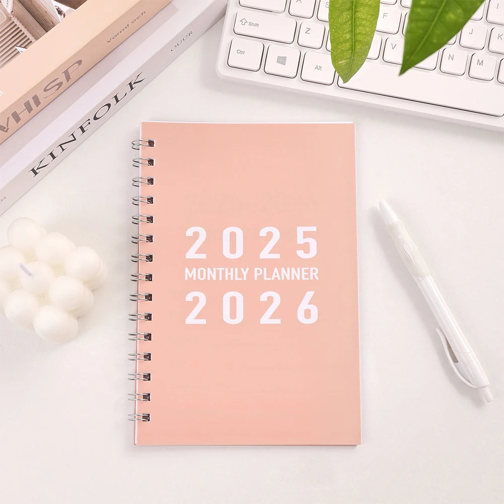 27 sheets 2025-2026 Monthly Planner Waterproof Cover Monthly Calendar Notebook Student Daily Schedules For School Office Home