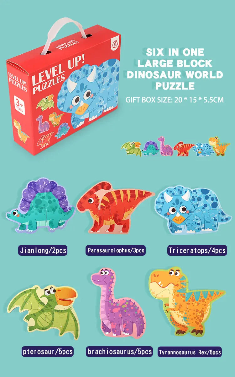 Lovely Wooden Cartoon Animal Jigsaw Puzzles Game Montessori Baby Puzzle Toy for Kindergarten Kid Early Learning Education