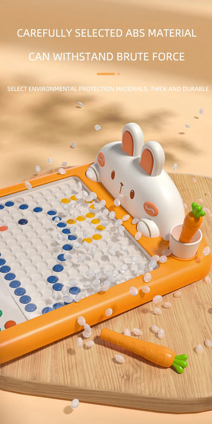 Rabbit Magnetic Drawing Board Children Drawing Board Magnetic Beads Radish Pen Graffiti Board Early Education Montessori Toy