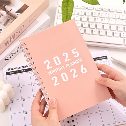 27 sheets 2025-2026 Monthly Planner Waterproof Cover Monthly Calendar Notebook Student Daily Schedules For School Office Home