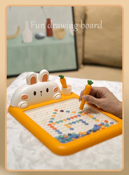 Rabbit Magnetic Drawing Board Children Drawing Board Magnetic Beads Radish Pen Graffiti Board Early Education Montessori Toy