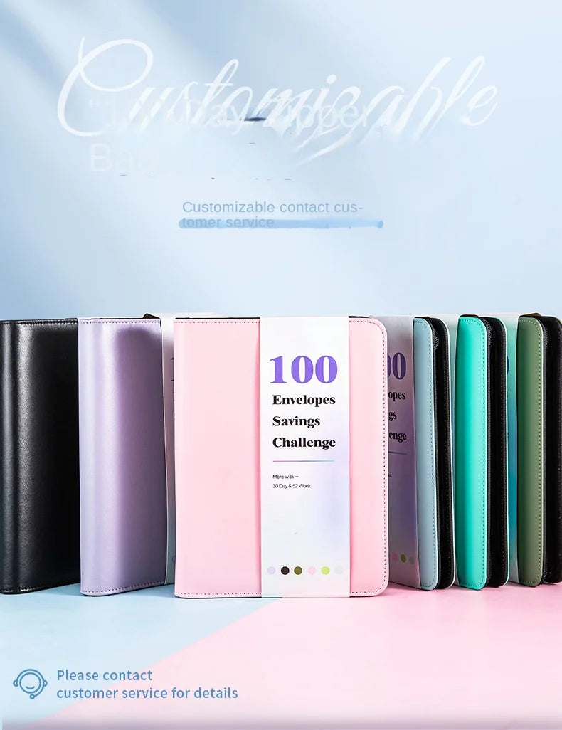 A5 100 Envelope Savings Challenge Zip Bag Loose-Leaf Binder Budget Binder With Cash Envelopes Money Organizer System