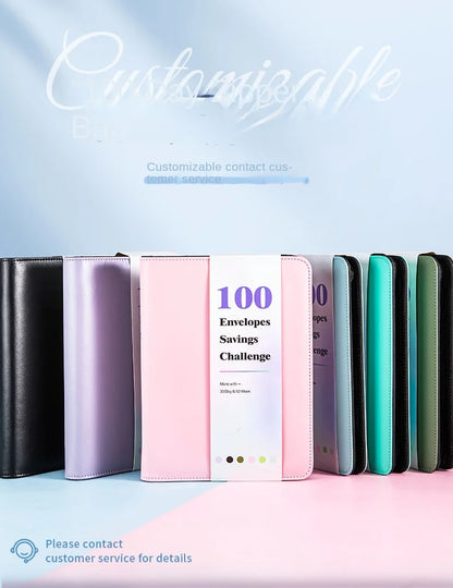 A5 100 Envelope Savings Challenge Zip Bag Loose-Leaf Binder Budget Binder With Cash Envelopes Money Organizer System