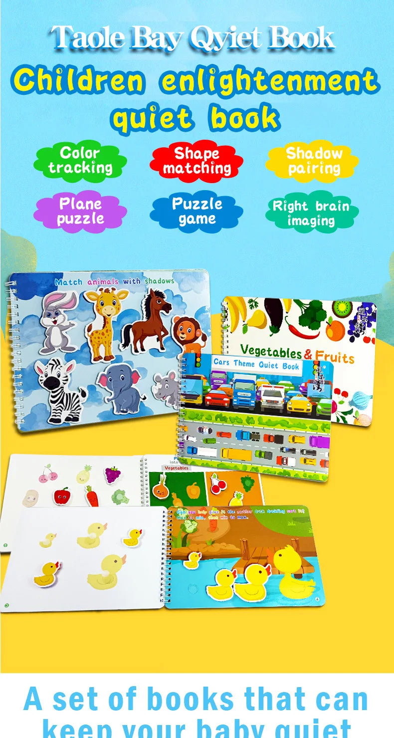 Montessori Baby Busy Book My First Quiet Book Paste Early Learning Education Toy Children Matching Game Toys for Kids 1 2 3 Year