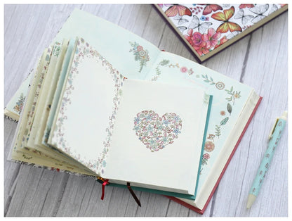 Hardcover Thick Notebook Coloring Illustrated 148 Sheets Coloring Illustrated  Beautiful Butterfly Diary Student Notepad ﻿