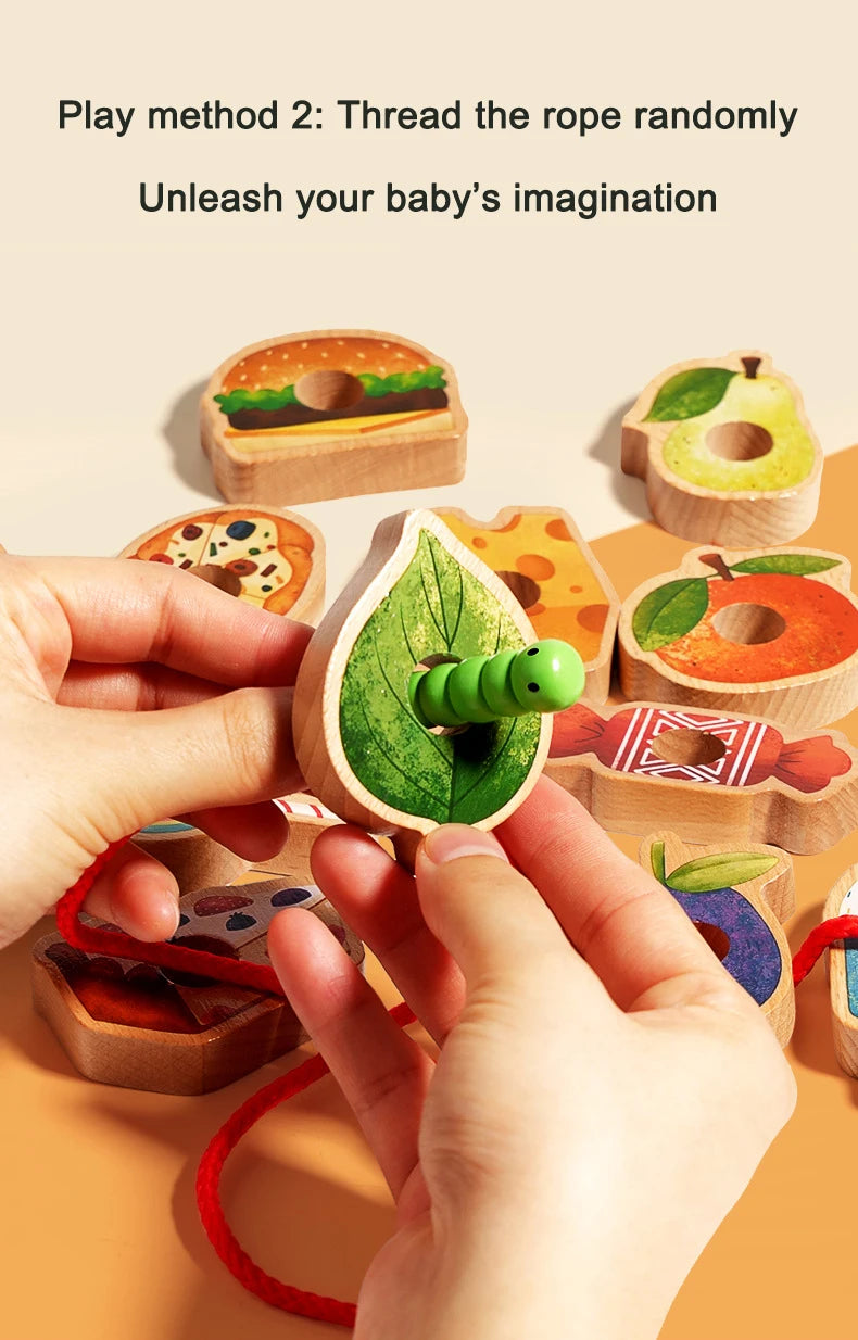 Baby Wooden Toys Threading Rope Games Matching Sorting Logic Thinking Fine Motor Montessori Educational Puzzle Toy Kid's Gifts