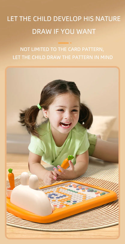 Rabbit Magnetic Drawing Board Children Drawing Board Magnetic Beads Radish Pen Graffiti Board Early Education Montessori Toy