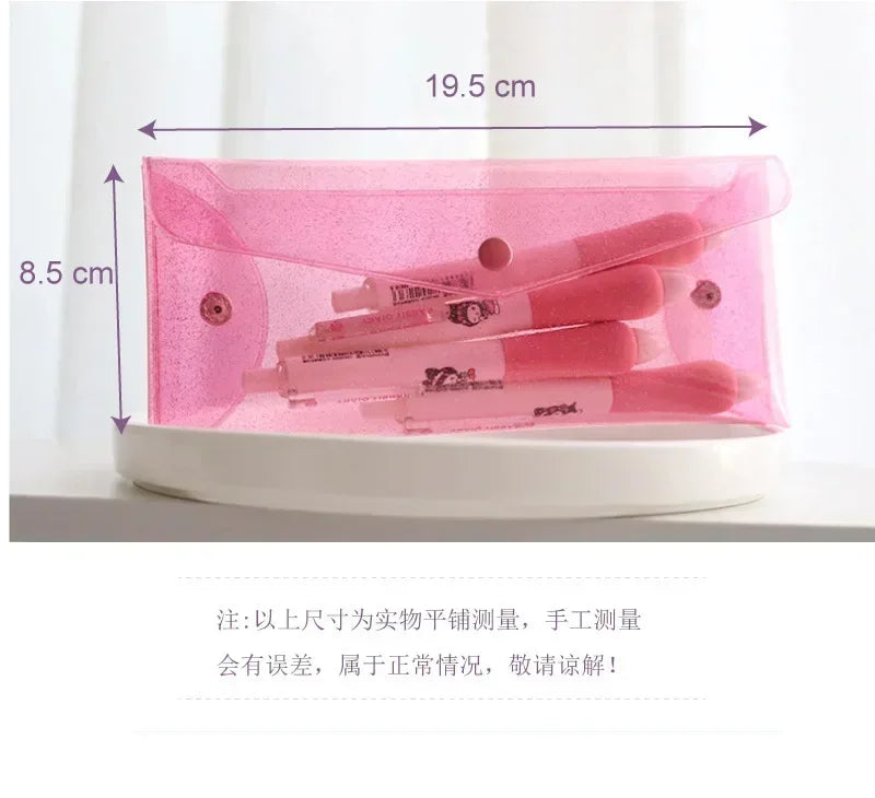 Transparent Laser Cosmetic Bag Makeup Case TPU Pencil Bag Pouch Cute Glitter Pencil Laser Pen Case School Bags for Girl Portable