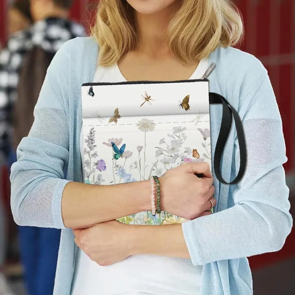 Flower Book Covers Butterfly Book Sleeve Book Protector for Paperbacks Washable Fabric Cloth Book Cover with Zipper and Extra