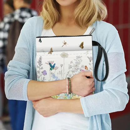 Flower Book Covers Butterfly Book Sleeve Book Protector for Paperbacks Washable Fabric Cloth Book Cover with Zipper and Extra
