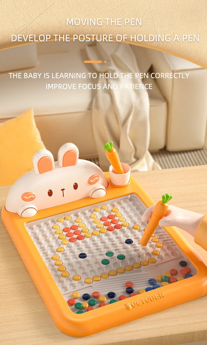 Rabbit Magnetic Drawing Board Children Drawing Board Magnetic Beads Radish Pen Graffiti Board Early Education Montessori Toy