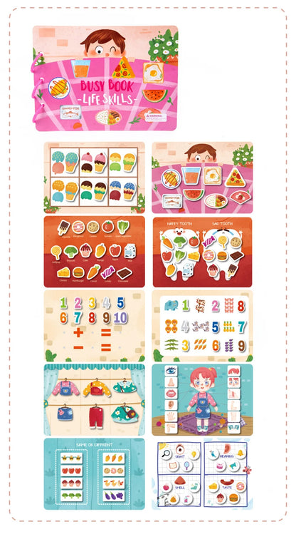 Montessori Baby Busy Book My First Quiet Book Paste Early Learning Education Toy Children Matching Game Toys for Kids 1 2 3 Year