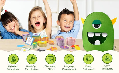 Alphabet Learning Toys Matching Colors Shape Felt Toys Letter Recognition Monster Eating Funny Game Montessori  Educational Toys