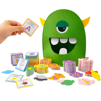 Alphabet Learning Toys Matching Colors Shape Felt Toys Letter Recognition Monster Eating Funny Game Montessori  Educational Toys
