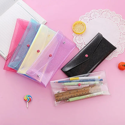 Transparent Laser Cosmetic Bag Makeup Case TPU Pencil Bag Pouch Cute Glitter Pencil Laser Pen Case School Bags for Girl Portable