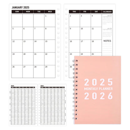 27 sheets 2025-2026 Monthly Planner Waterproof Cover Monthly Calendar Notebook Student Daily Schedules For School Office Home