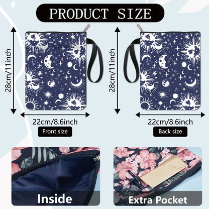 Flower Book Covers Butterfly Book Sleeve Book Protector for Paperbacks Washable Fabric Cloth Book Cover with Zipper and Extra