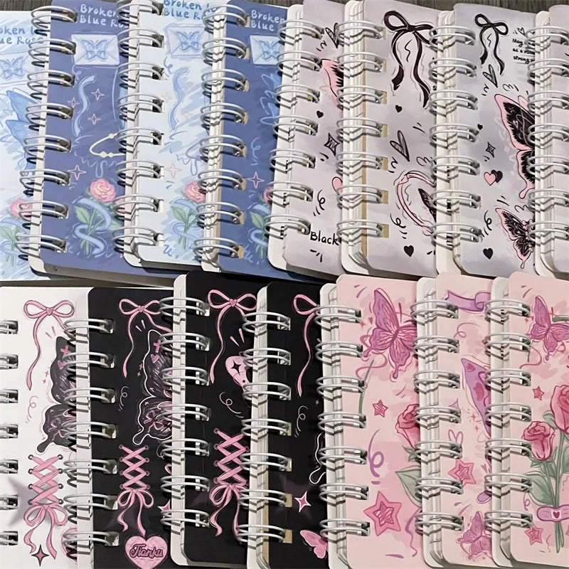 Rose Butterfly A7 Coil Book Ins High Value Romantic Thickened Small NoteBook Gift Book Korean Stationery Planner
