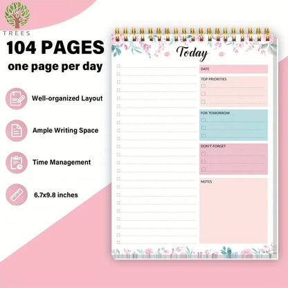 52 sheets To Do List Notepad Undated Daily Planner with Hourly Schedule for Task Management Notebook for Work