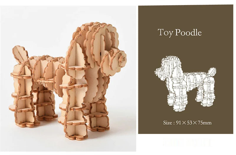 DIY Wooden Puzzle Model Animal Montessori Toys for Children Crafts Dachshund Skeleton Assembly Gifts Set for Kids Adults Teens