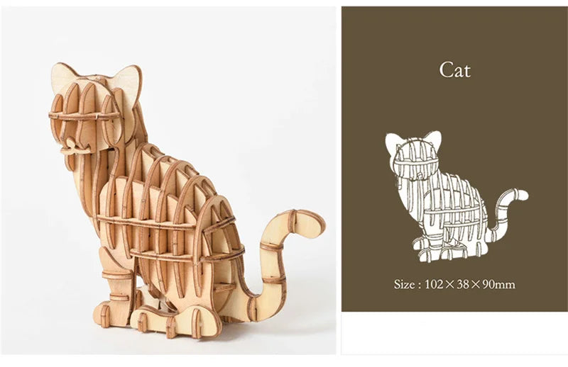 DIY Wooden Puzzle Model Animal Montessori Toys for Children Crafts Dachshund Skeleton Assembly Gifts Set for Kids Adults Teens