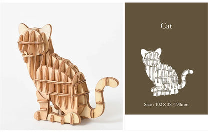 DIY Wooden Puzzle Model Animal Montessori Toys for Children Crafts Dachshund Skeleton Assembly Gifts Set for Kids Adults Teens