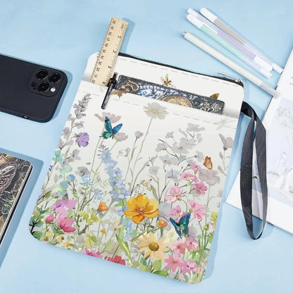 Flower Book Covers Butterfly Book Sleeve Book Protector for Paperbacks Washable Fabric Cloth Book Cover with Zipper and Extra
