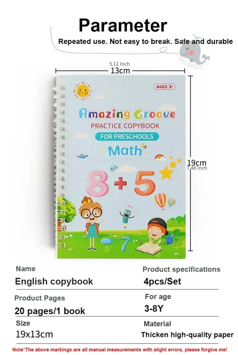 Copy Book Magic Practice Children's Book Reusable Free Wipe Children's Toys Writing Stickers English Copy Book Practice Parent