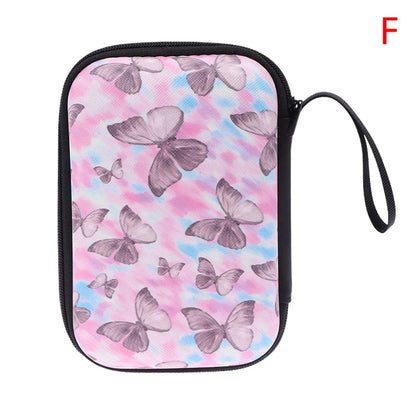 Cute Cartoon Heart Butterfly Pattern Headphone Data Cable Storage Bag Charger Power Bank Rectangular Box Zipper Bag Pocket Pouch